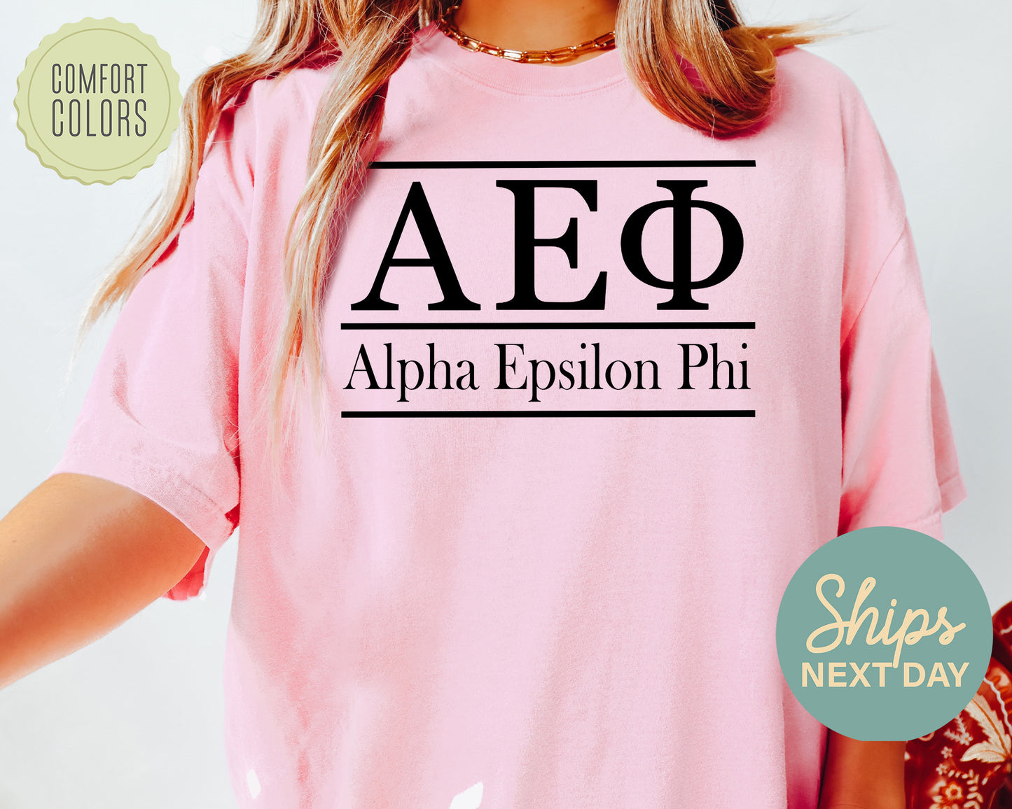 Alpha Epsilon Phi Bold Statement Comfort Colors Sorority T-shirt _ 286g