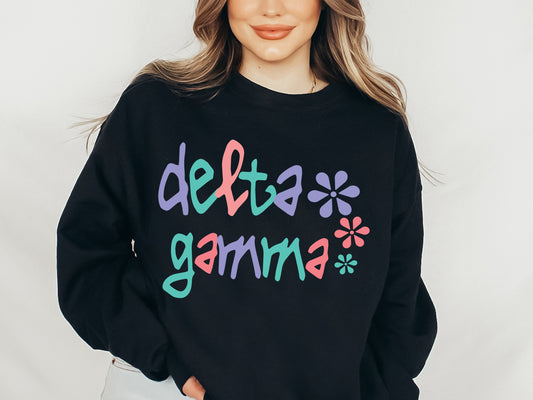 Delta Gamma Colorful Floral Sorority Sweatshirt _ 2614g