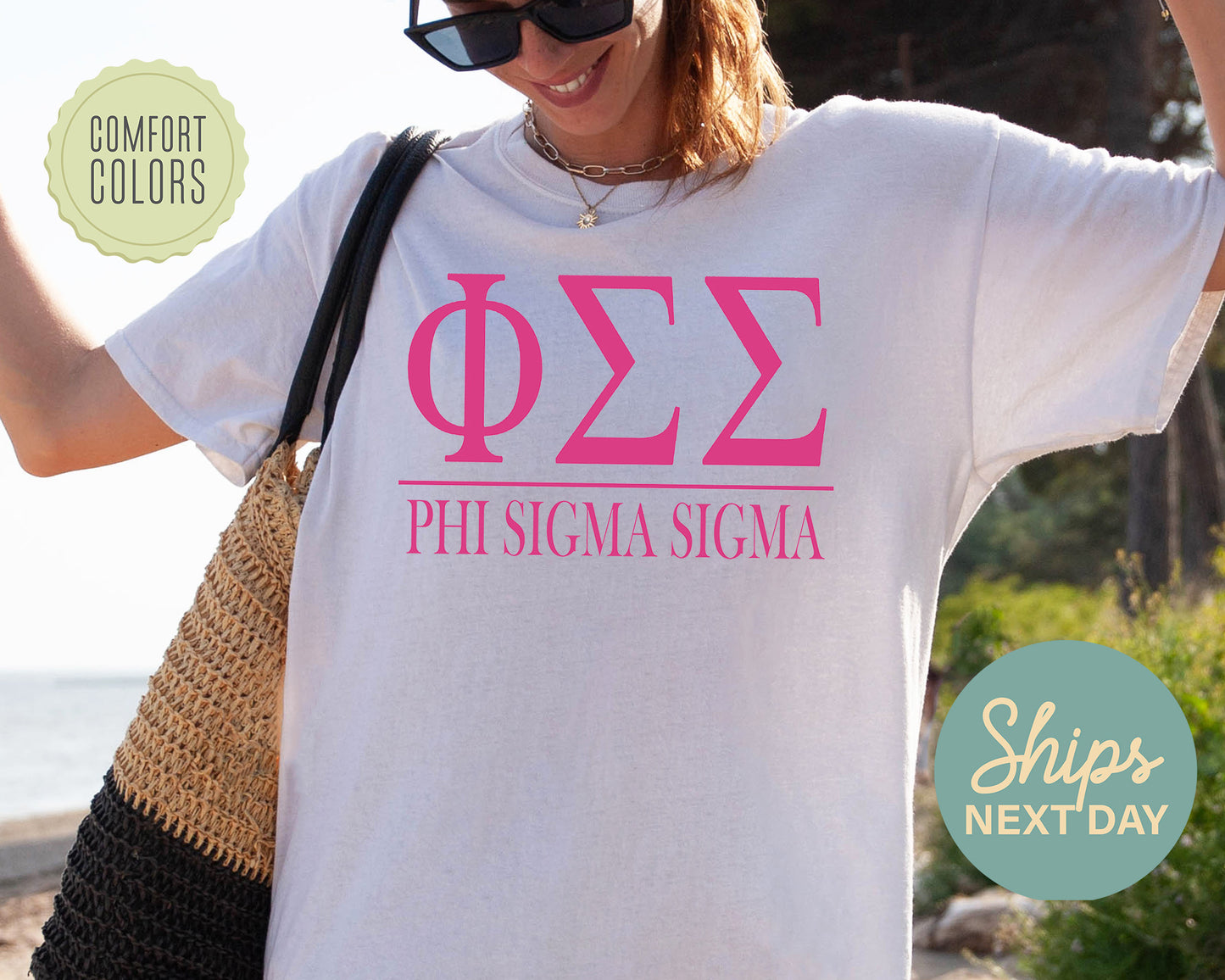 Phi Sigma Sigma Loud Letters Comfort Colors Sorority T-shirt _ 485g