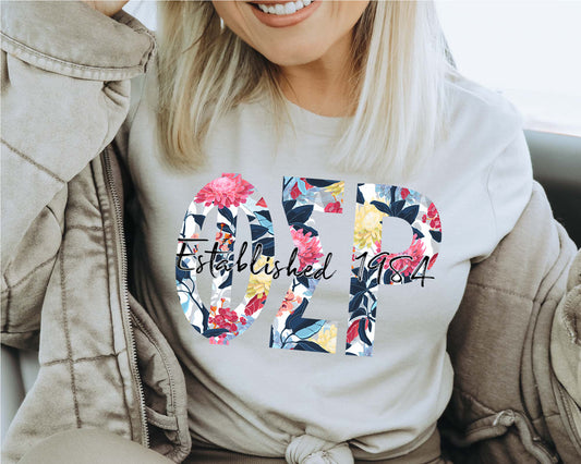 Phi Sigma Rho Floral Block Sorority T-shirt _ 3518g