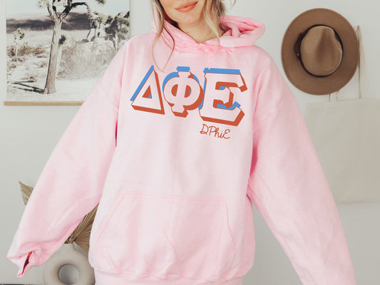 Delta Phi Epsilon American Colored Sorority Hoodie _ 38g
