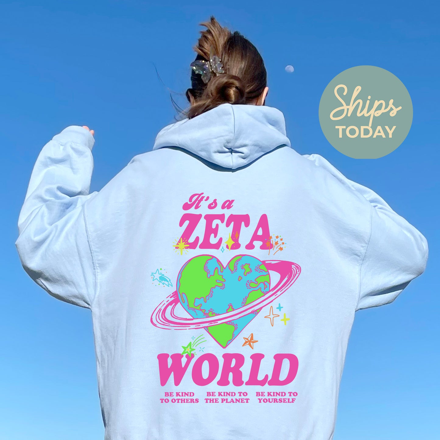 Zeta Tau Alpha Pink Planet Sorority Hoodie _ 34255g