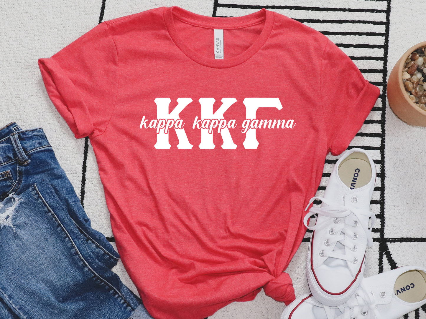 Kappa Kappa Gamma Sliced White Letters Sorority T-shirt _ 2255g