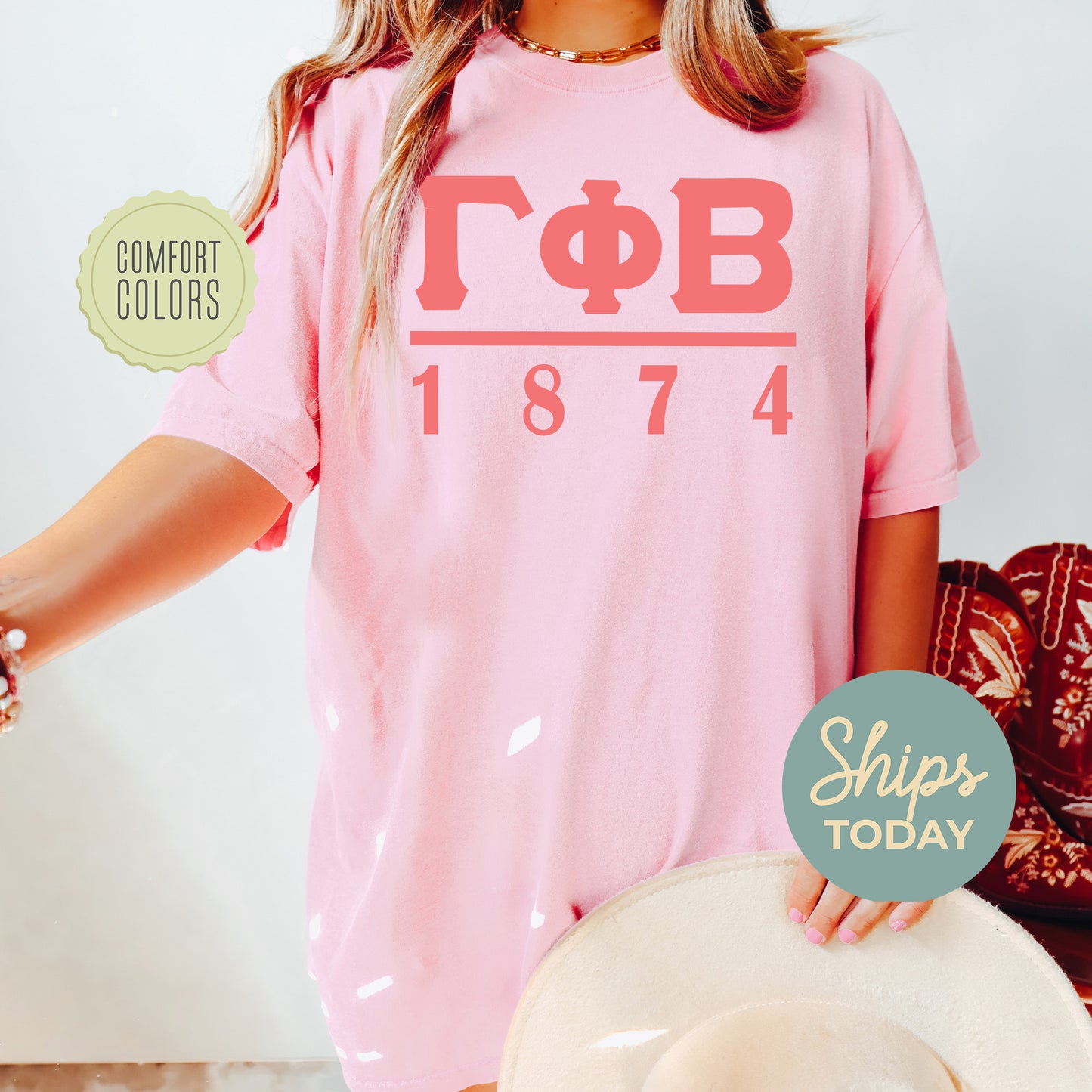 Gamma Phi Beta Monochromatic Comfort Colors Sorority T-shirt _ 30857g
