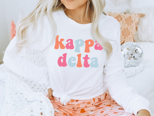 Kappa Delta Vividly Vibrant Sorority Long Sleeve T-shirt _ 3165g