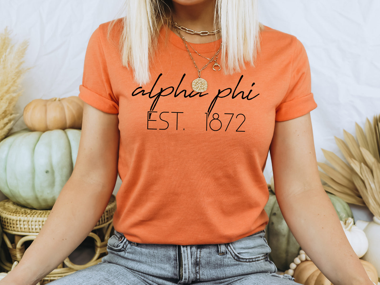 Alpha Phi Black Calligraphy Sorority T-shirt _ 2322g