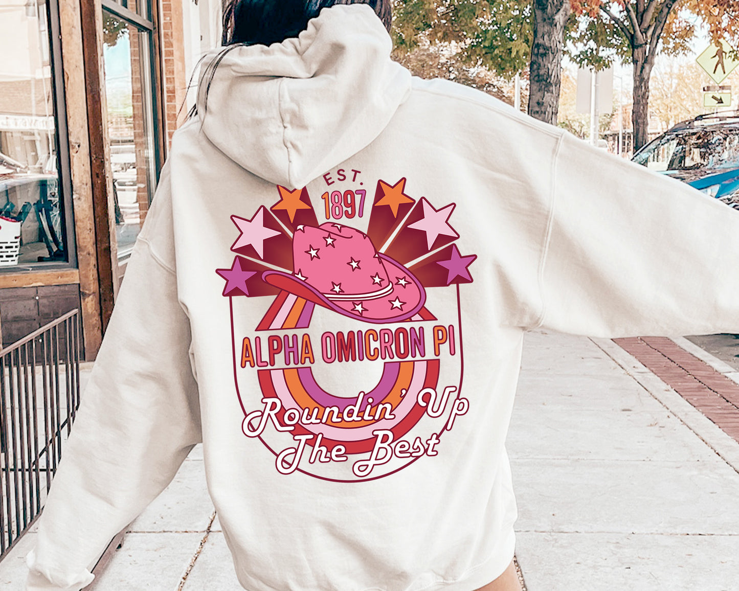 Alpha Omicron Pi Roundin' up the Best Sorority Hoodie _ 32898g