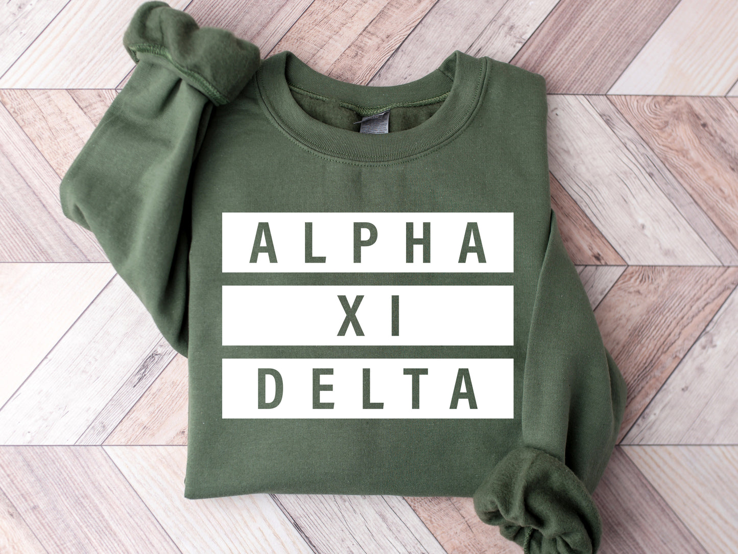 Alpha Xi Delta Faded White Box Sorority Sweatshirt _ 3341g