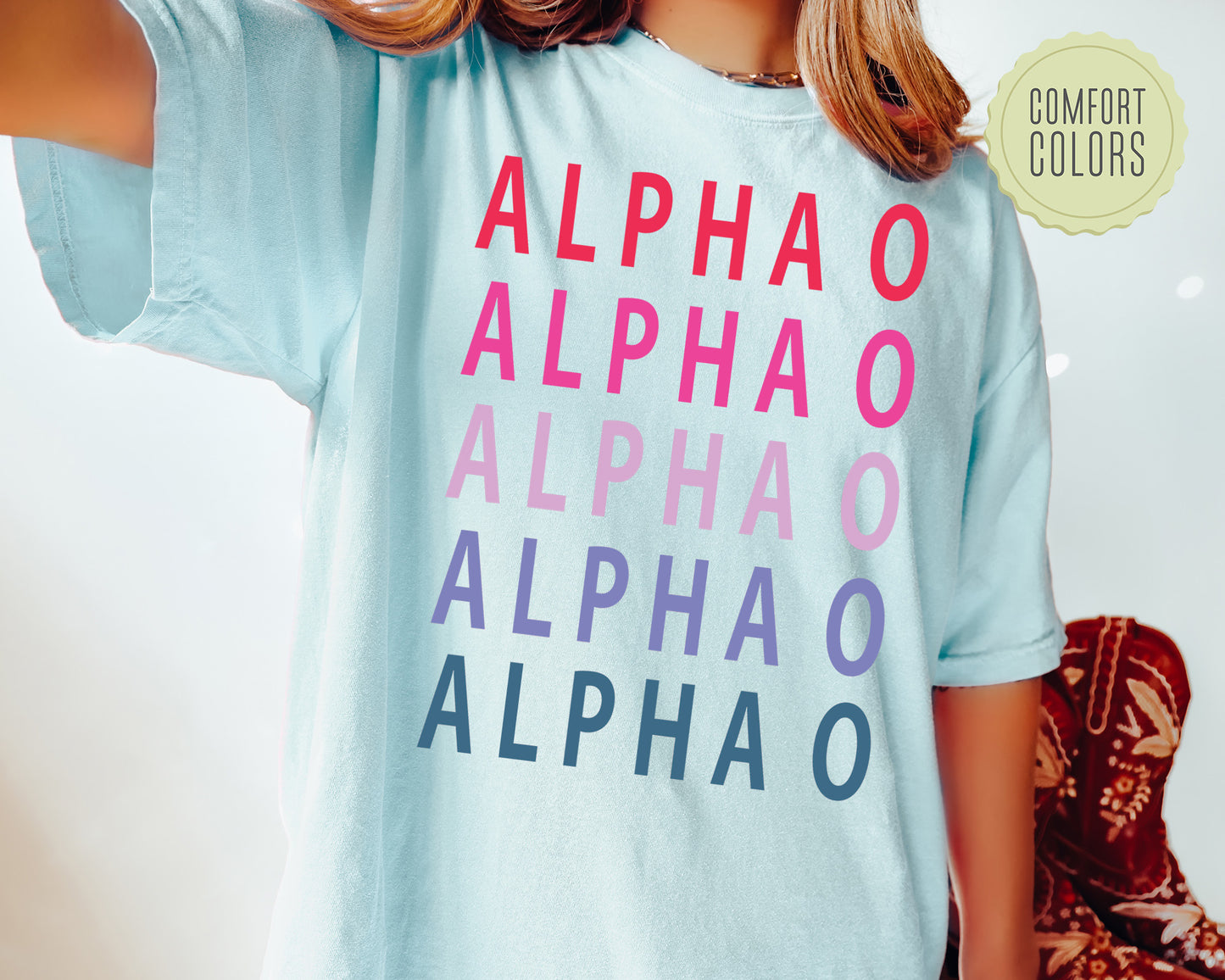 Alpha Omicron Pi Bright and Stacked Comfort Colors Sorority T-shirt _ 4g