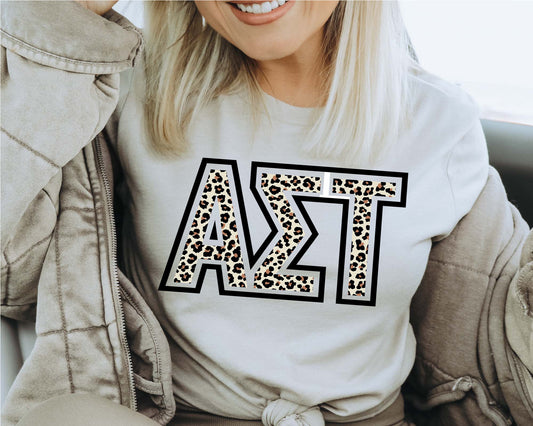 Alpha Sigma Tau Safari Style Letters Sorority T-shirt _ 30442g