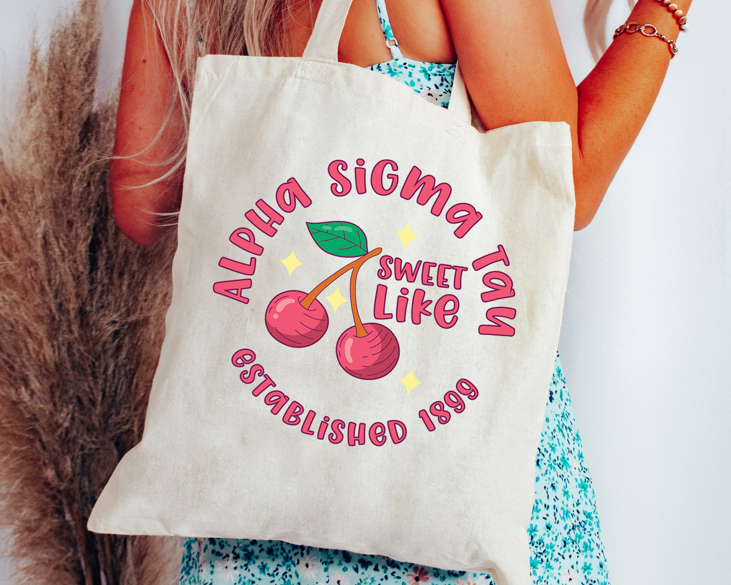Alpha Sigma Tau Sweet Like Cherry Sorority Tote Bag _ 34315g
