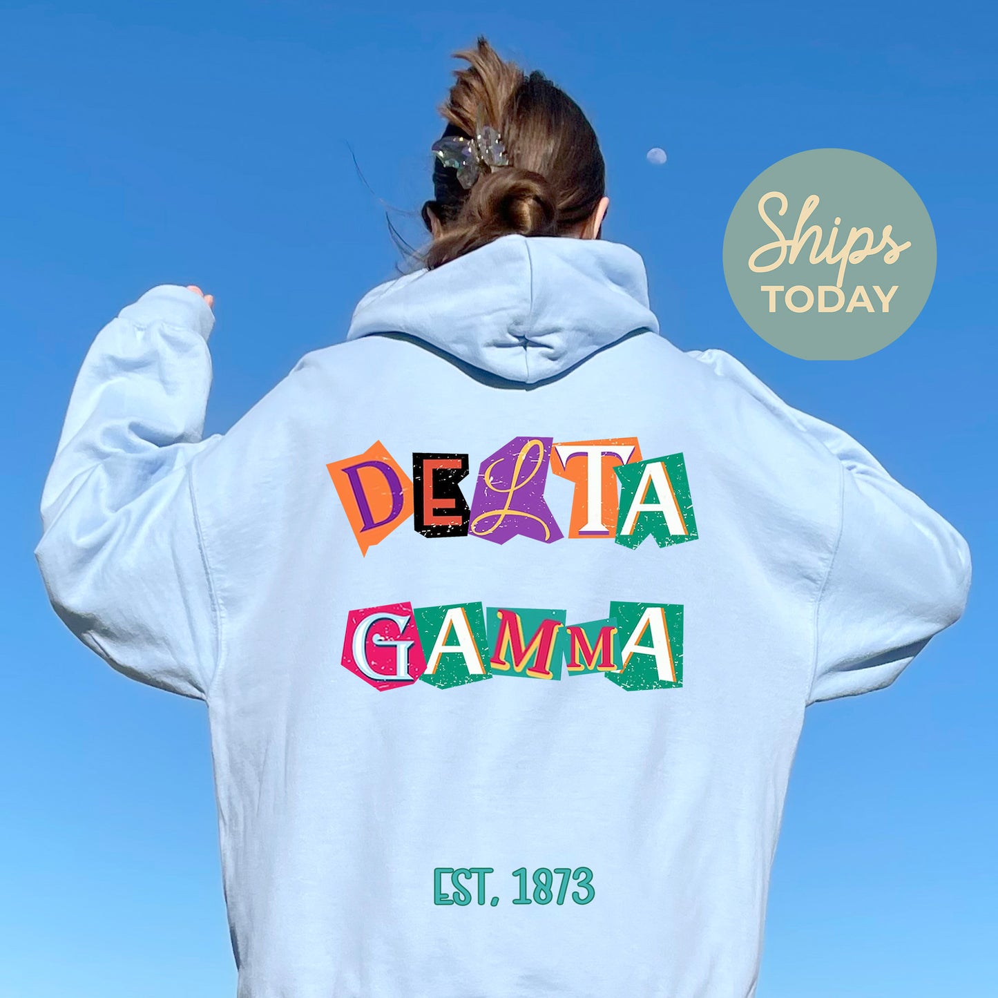 Delta Gamma Letter Cuts Sorority Hoodie _ 35898g