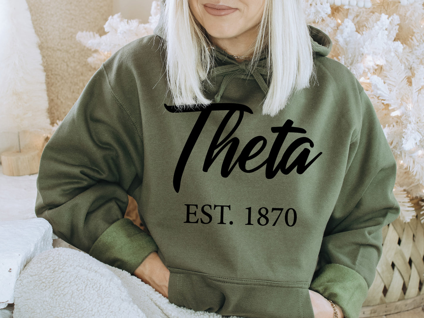 Kappa Alpha Theta Black Flowy Sorority Hoodie _ 92g
