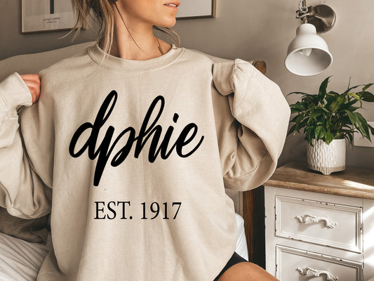 Delta Phi Epsilon Black Flowy Sorority Sweatshirt _ 89g