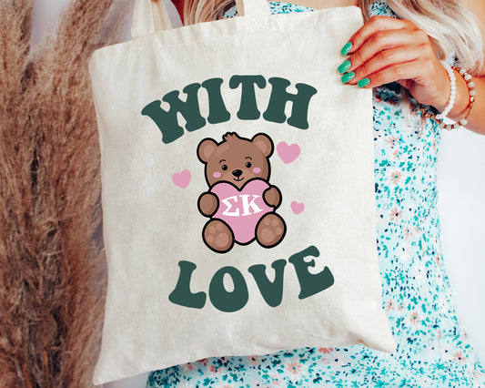 Sigma Kappa With Love Sorority Tote Bag _ 34278g