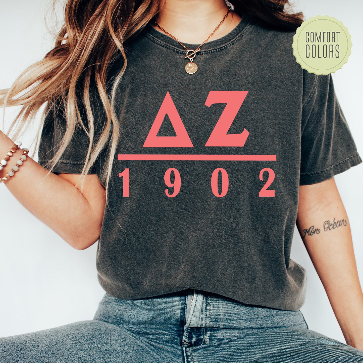 Delta Zeta Monochromatic Comfort Colors Sorority T-shirt _ 30856g