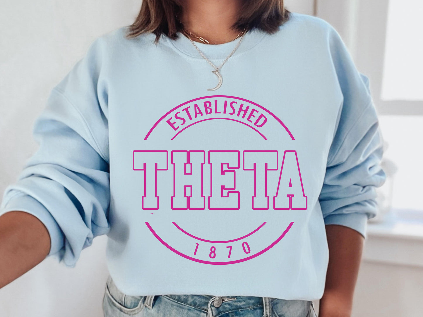 Kappa Alpha Theta Pink Stamp Sorority Sweatshirt _ 66g