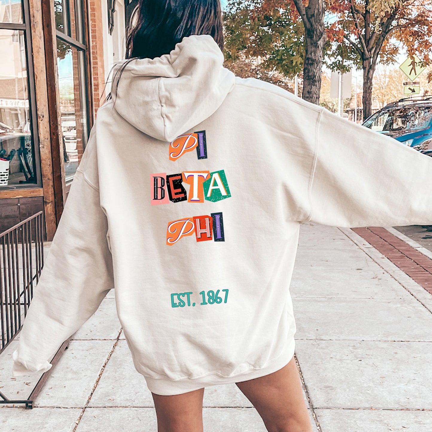 Pi Beta Phi Letter Cuts Sorority Hoodie  _ 35907g