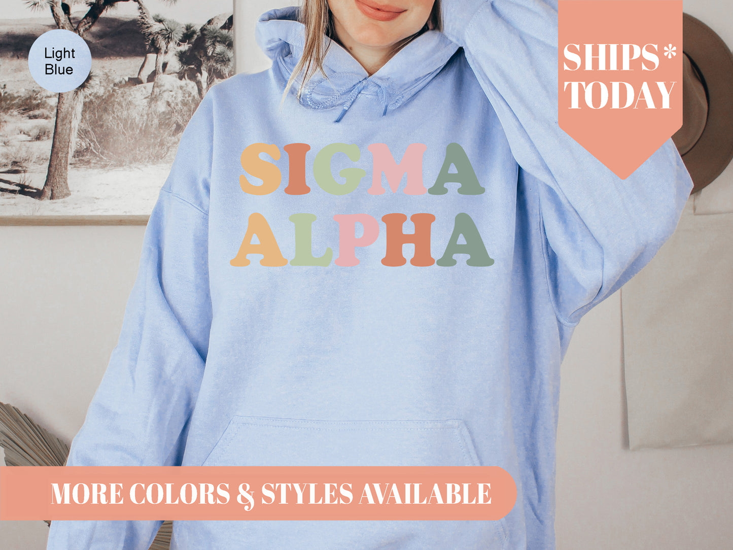 Sigma Alpha Bright and Colorful Sorority Hoodie _ 3478g