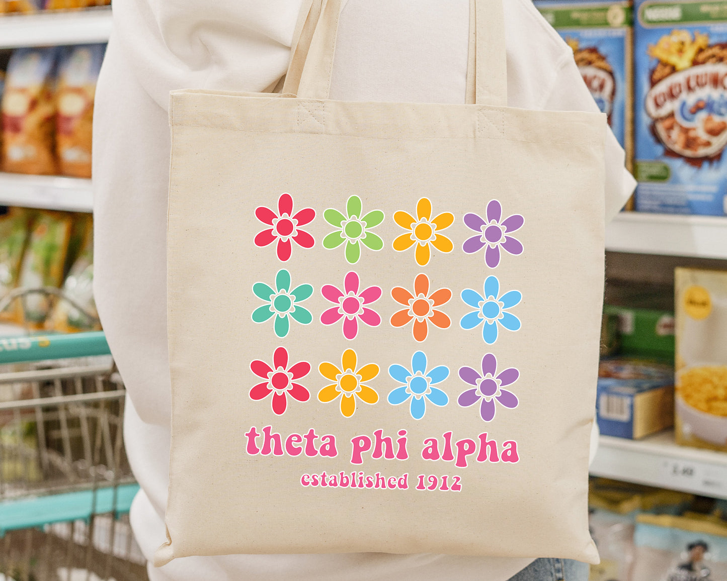 Theta Phi Alpha Floral Bloom Sorority Tote Bag _ 34539g