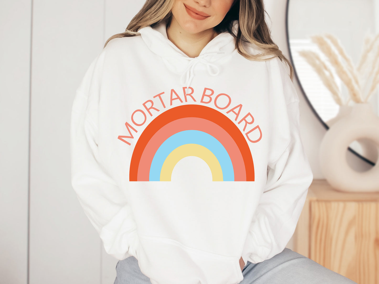 Mortar Board Colorful Rainbow Sorority Hoodie _ 3460g