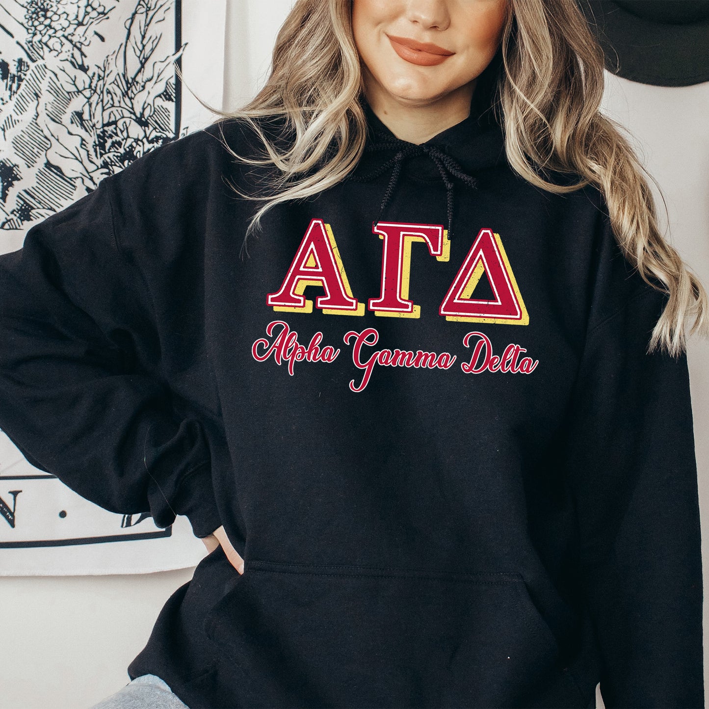 Alpha Gamma Delta Greek Colors Sorority Hoodie _ 36072g