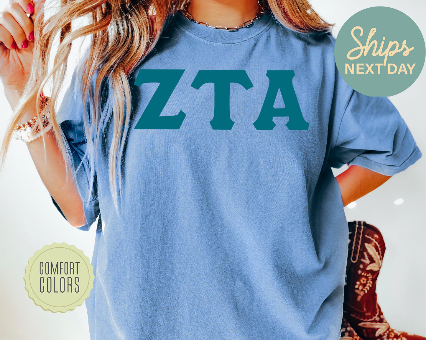 Zeta Tau Alpha Back to the Basics Comfort Colors Sorority T-shirt _ 647g