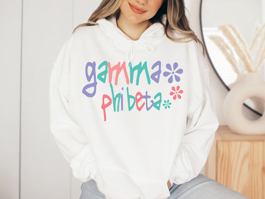 Gamma Phi Beta Colorful Floral Sorority Hoodie _ 2617g