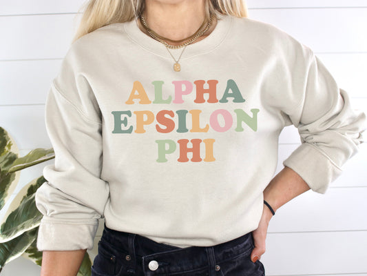 Alpha Epsilon Phi Bright and Proud Sorority Sweatshirt _ 416g