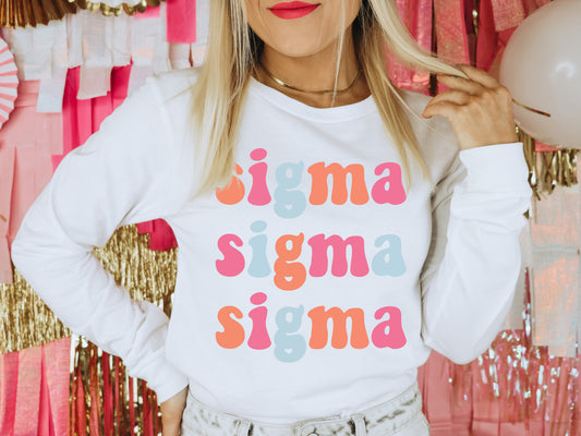 Sigma Sigma Sigma Vividly Vibrant Sorority Long Sleeve T-shirt _ 3172g
