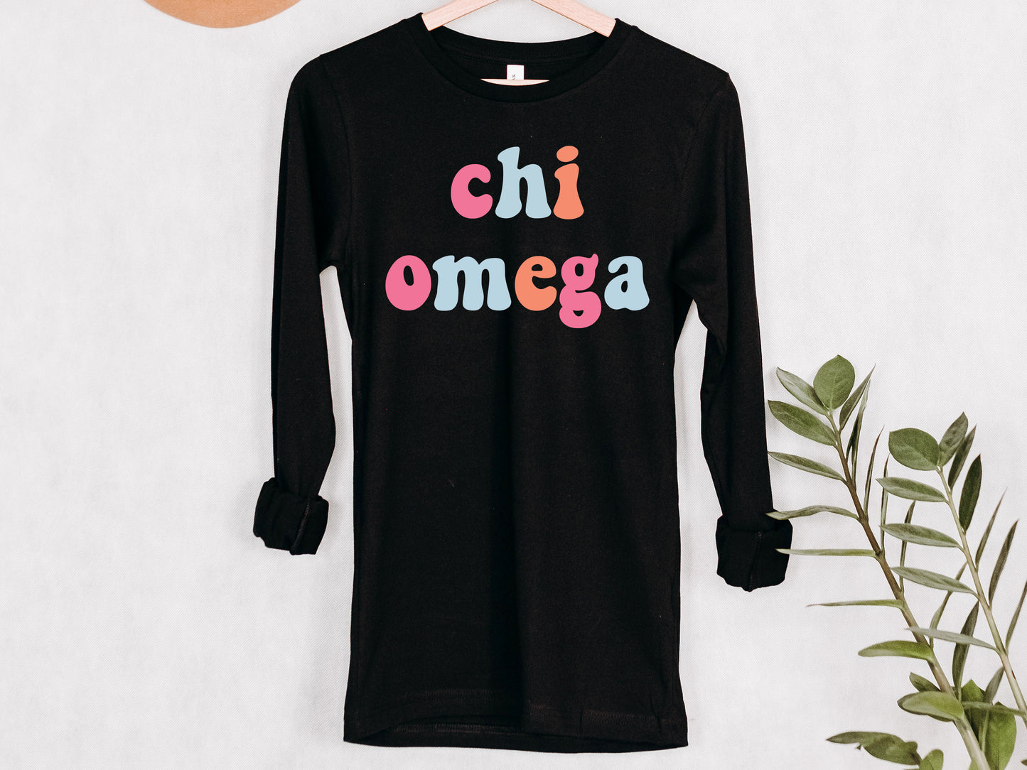 Chi Omega Vividly Vibrant Sorority Long Sleeve T-shirt _ 3158g