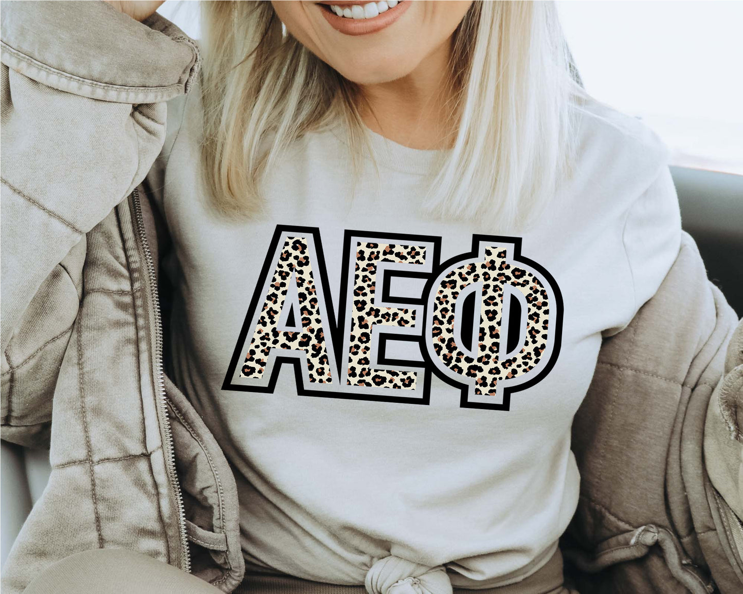 Alpha Epsilon Phi Safari Style Letters Sorority T-shirt _ 30437g
