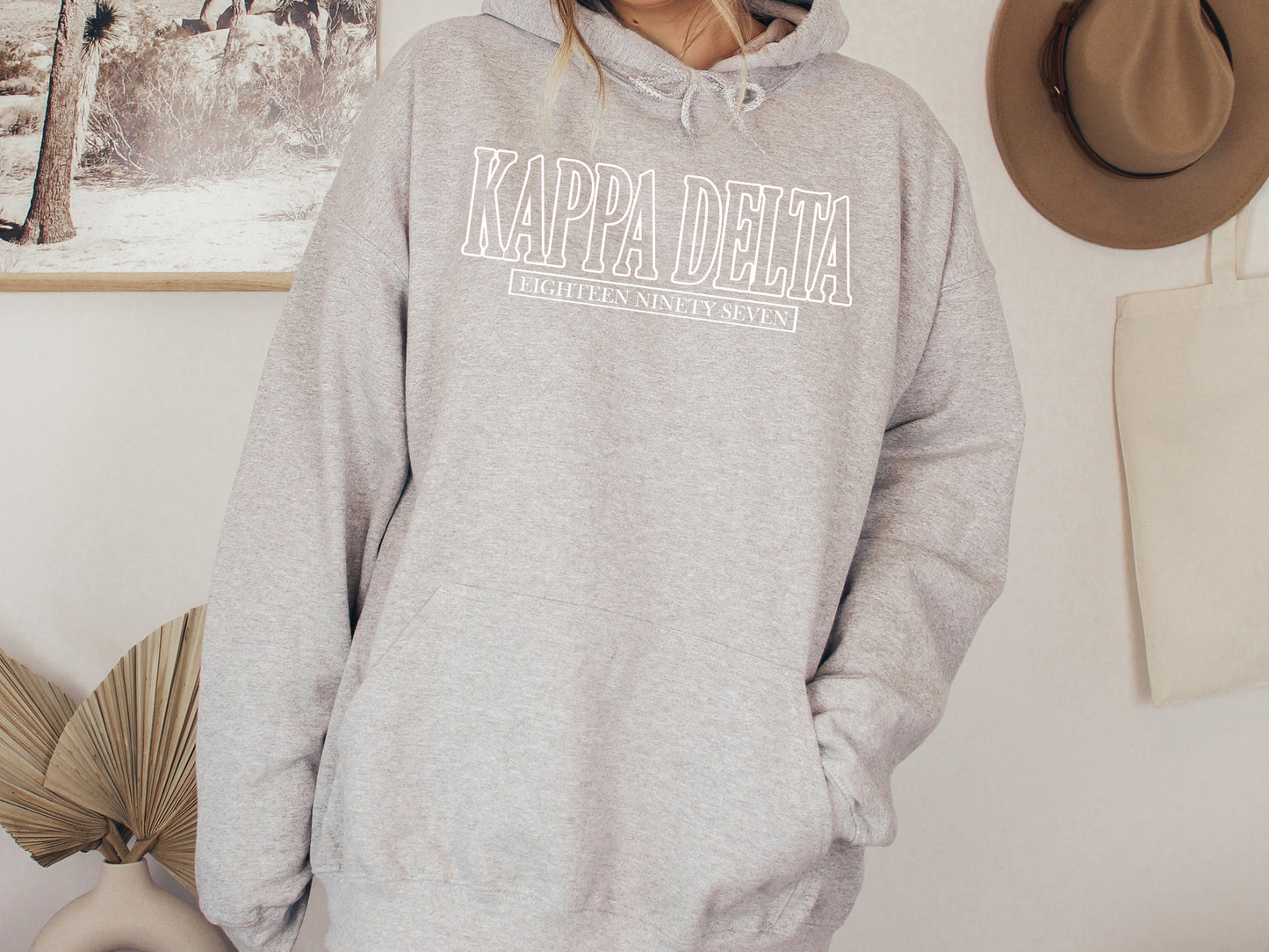 Kappa Delta Stencil Stacked Sorority Hoodie _ 2150g