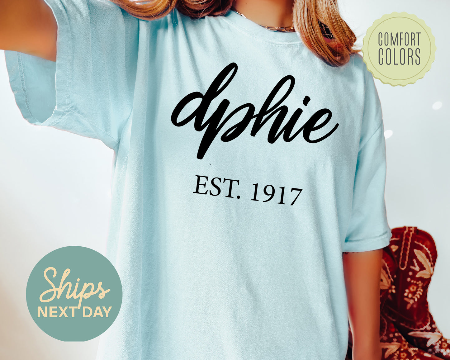 Delta Phi Epsilon Black Flowy Comfort Colors Sorority T-shirt _ 89g