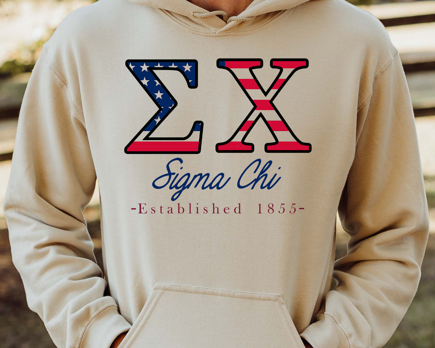 Sigma Chi American Flag Letters Fraternity Hoodie _ 1175g
