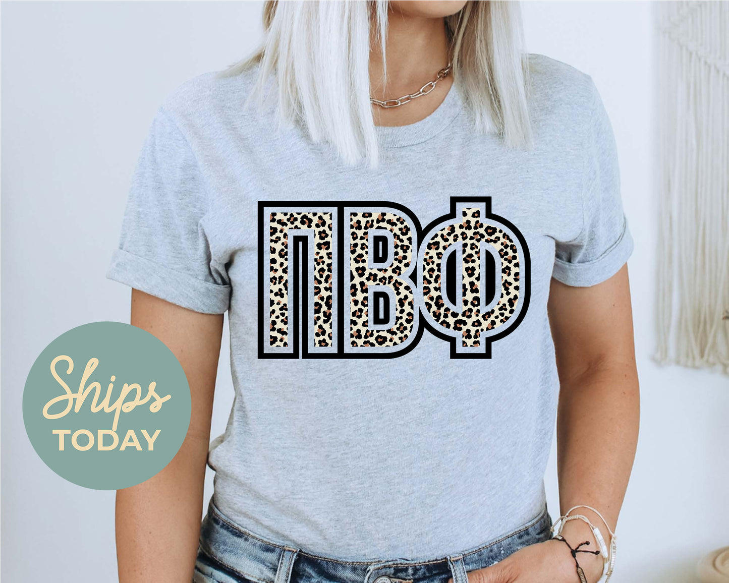 Pi Beta Phi Safari Style Letters Sorority T-shirt _ 30455g