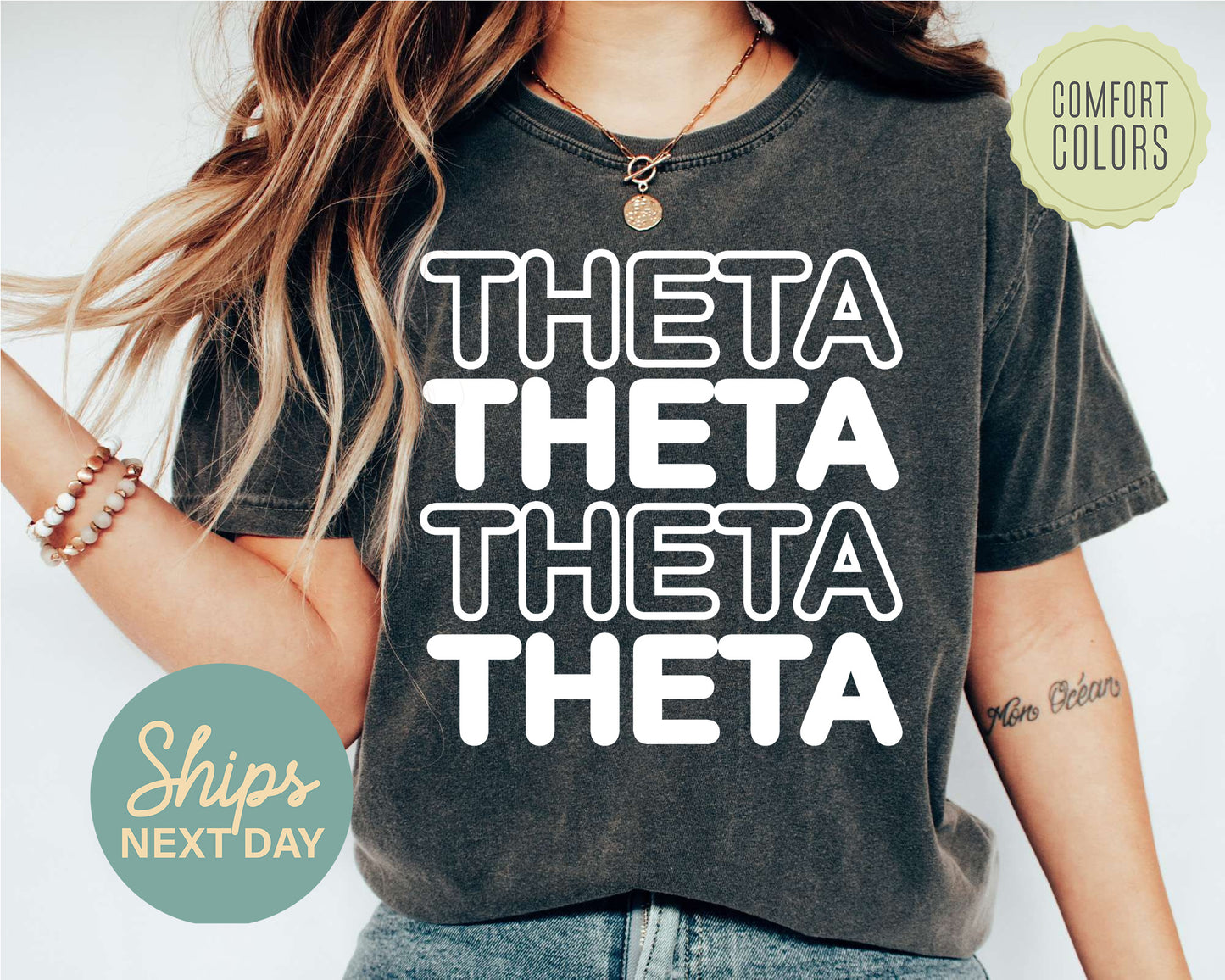 Kappa Alpha Theta Bold Bubble Letter Comfort Colors Sorority T-shirt _ 2227g