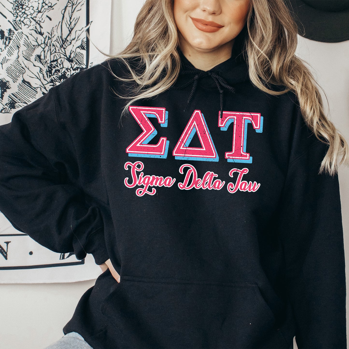 Sigma Delta Tau Greek Colors Sorority Hoodie _ 36090g