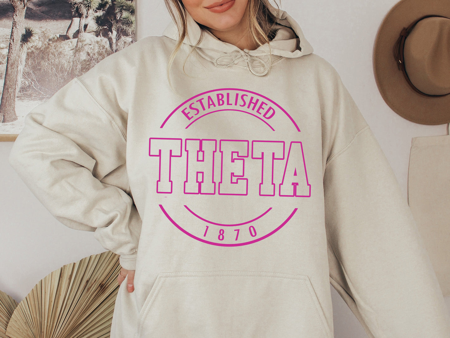 Kappa Alpha Theta Pink Stamp Sorority Hoodie _ 66g