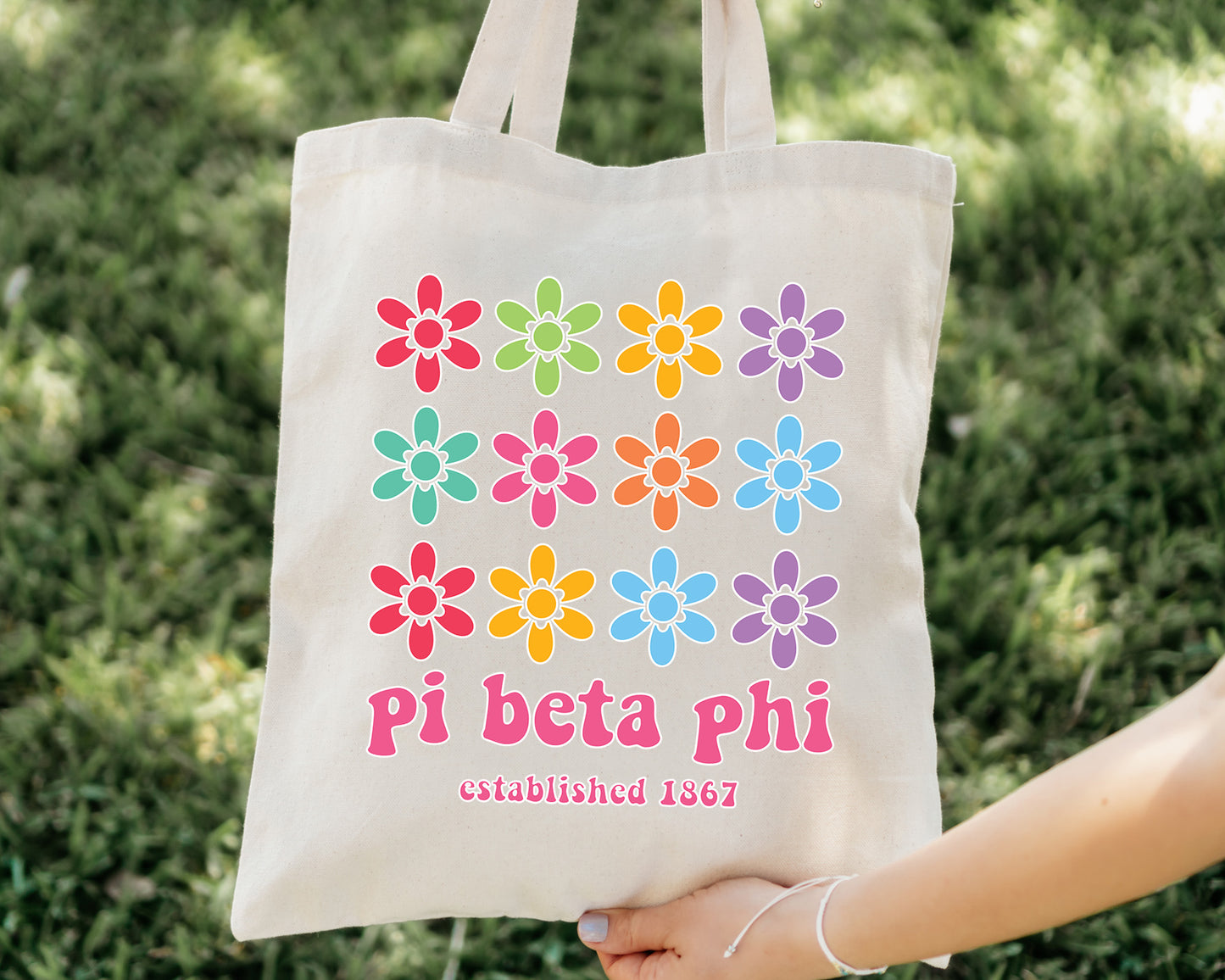 Pi Beta Phi Floral Bloom Sorority Tote Bag _ 34535g