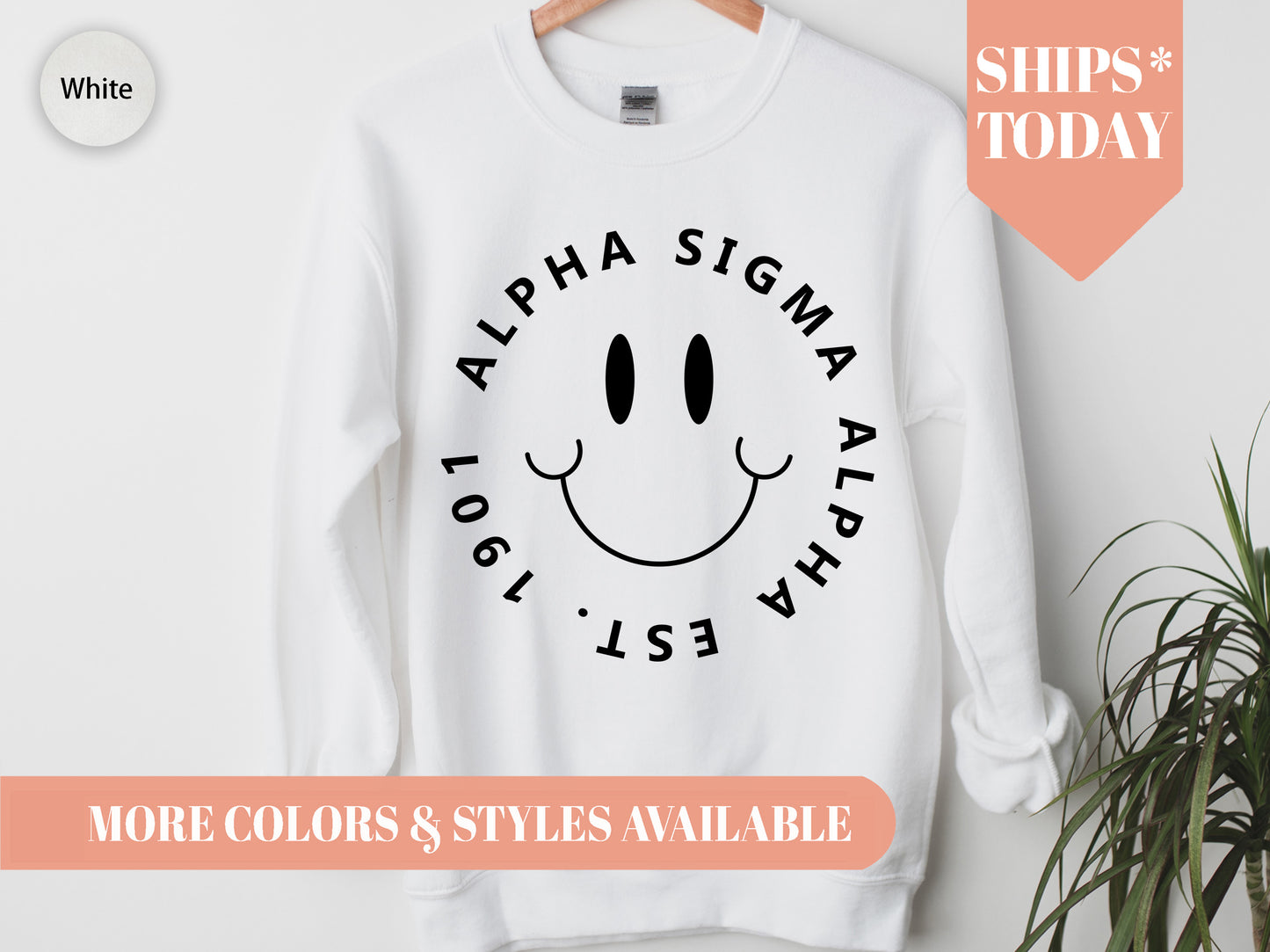 Alpha Sigma Alpha Smiley Face Halo Sorority Sweatshirt _ 2505g