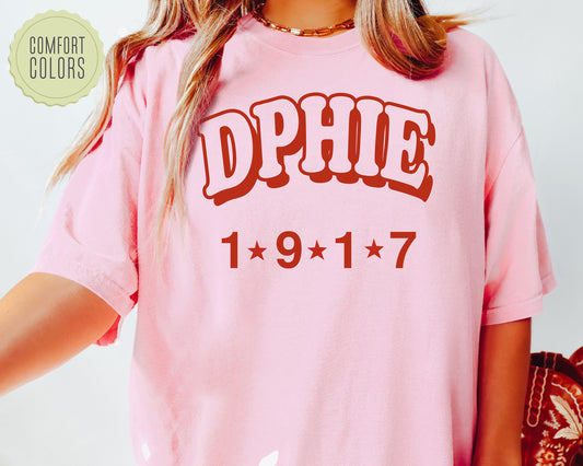 Delta Phi Epsilon Red Arch Comfort Colors Sorority T-shirt _ 374g