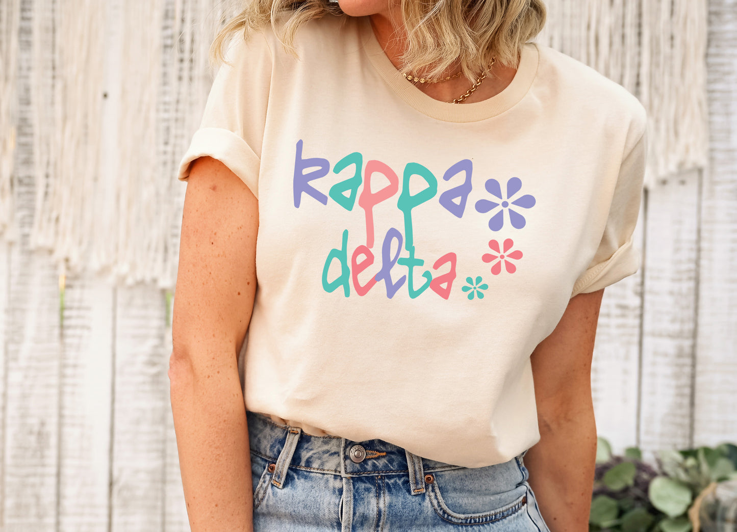 Kappa Delta Colorful Floral Sorority T-shirt _ 2619g