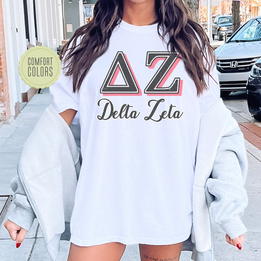 Delta Zeta Greek Colors Comfort Colors Sorority T-shirt _ 36082g
