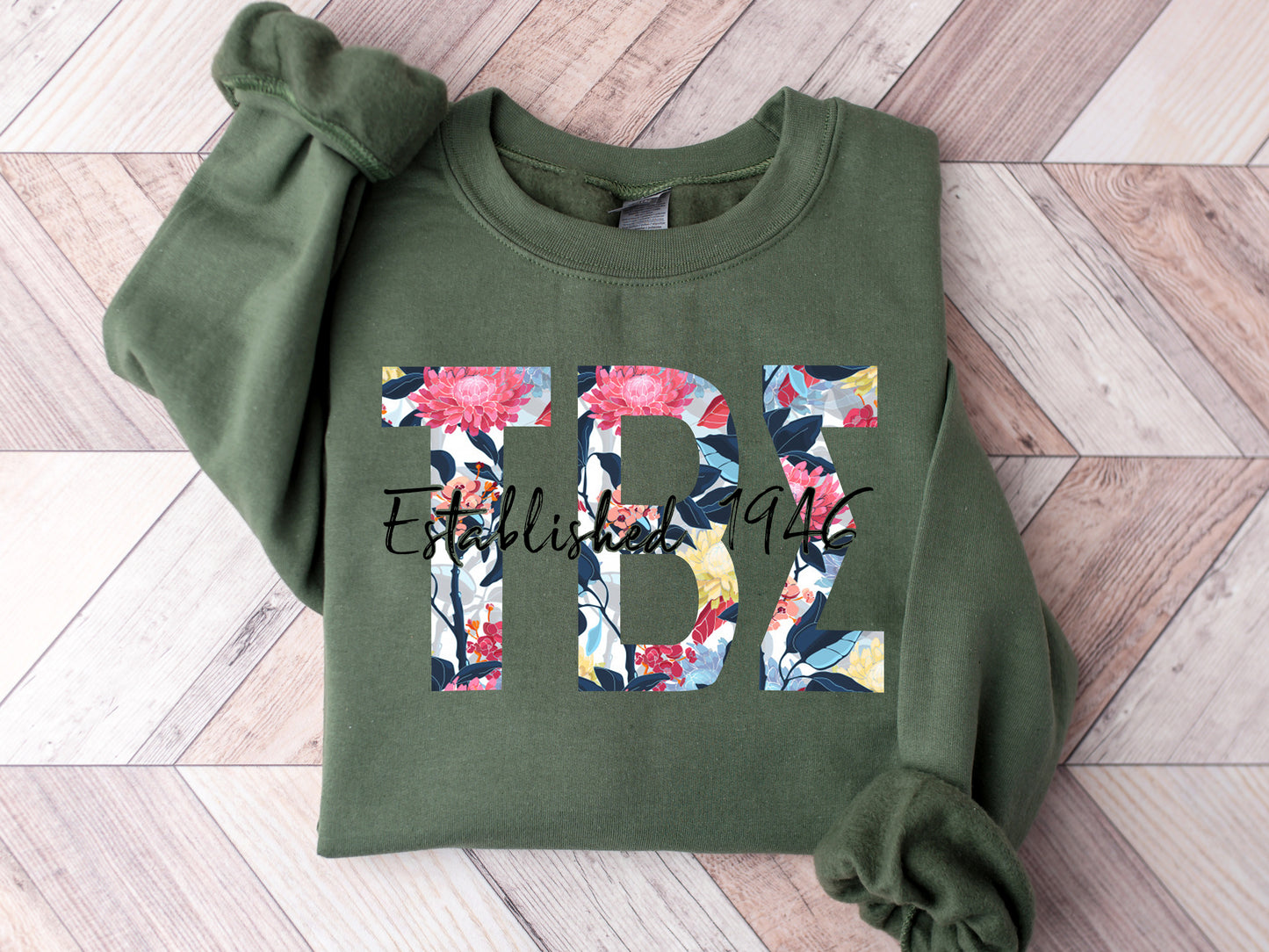 Tau Beta Sigma Floral Block Sorority Sweatshirt _ 3522g