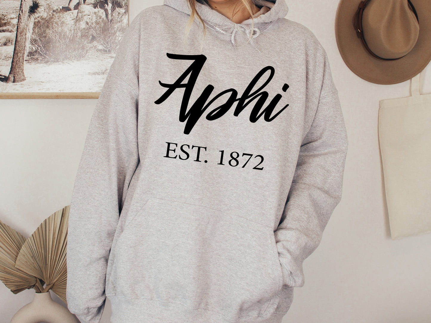Alpha Phi Black Flowy Sorority Hoodie _ 82g
