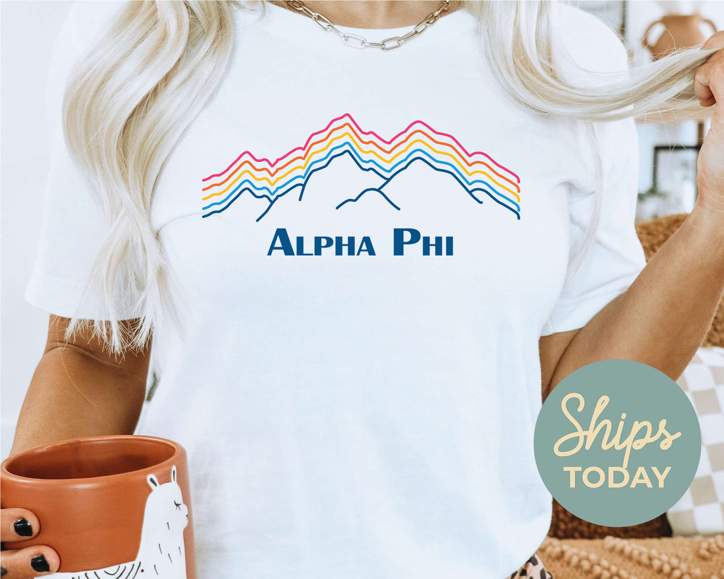 Alpha Phi Rainbow Mountains Sorority T-shirt _ 2634g