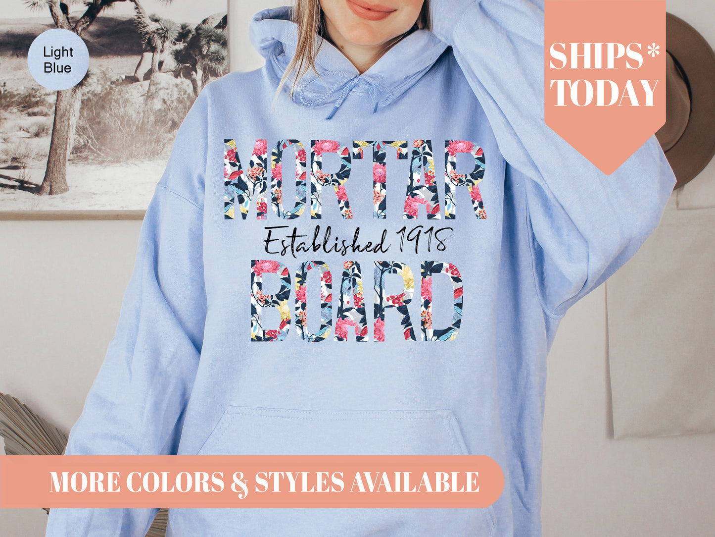 Mortar Board Floral Block Sorority Hoodie _ 3516g