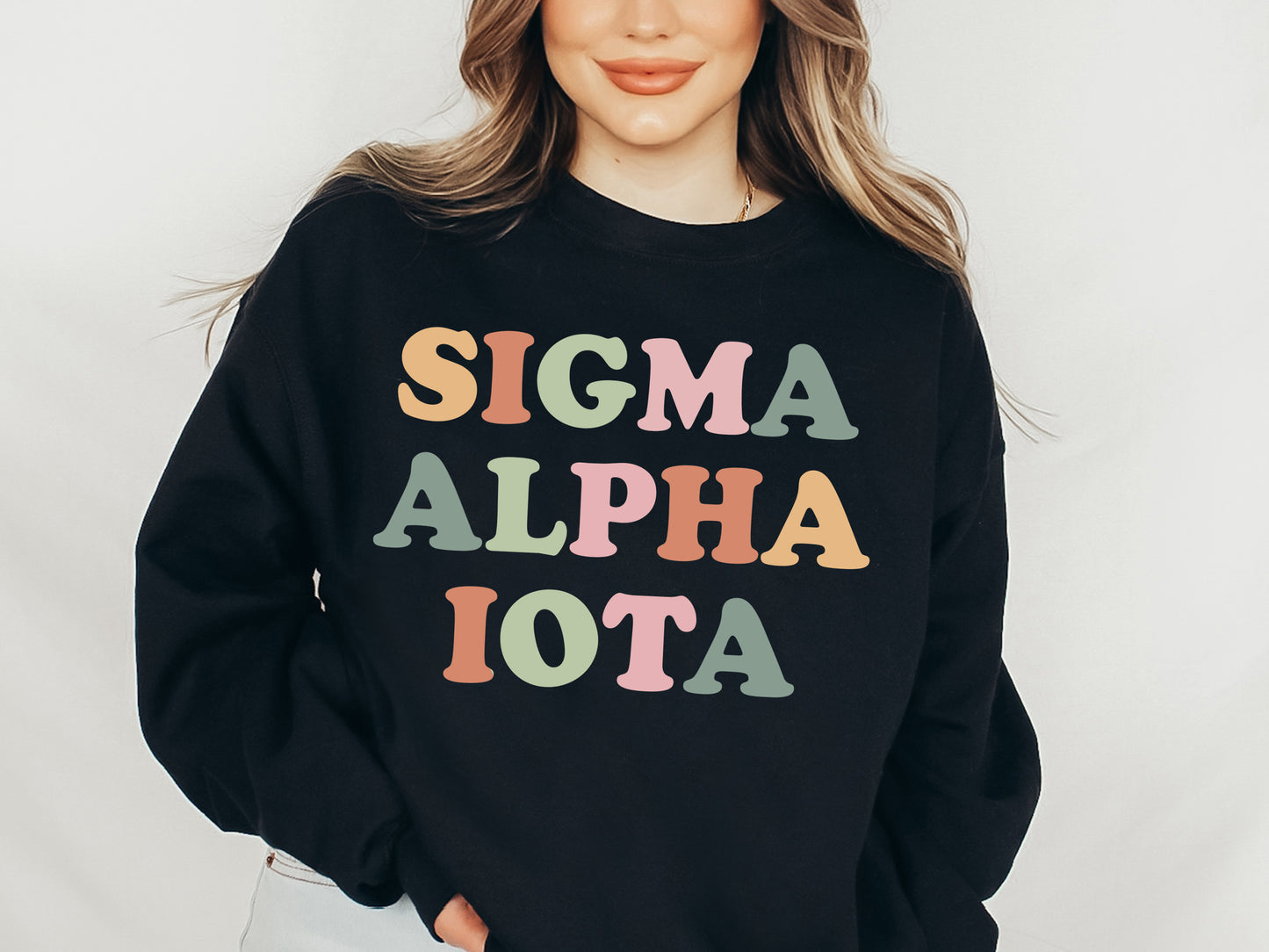 Sigma Alpha Iota Bright and Colorful Sorority Sweatshirt _ 3479g