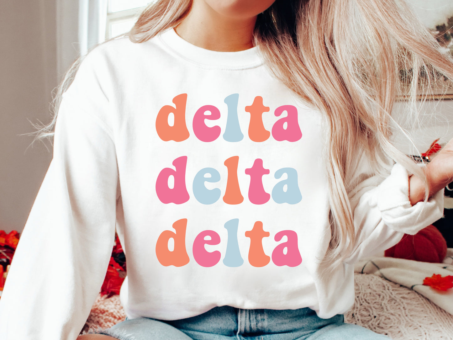 Delta Delta Delta Vividly Vibrant Sorority Sweatshirt _ 3159g